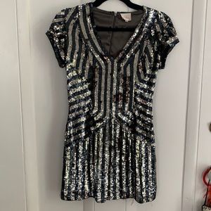 Parker black sequin cocktail party dress